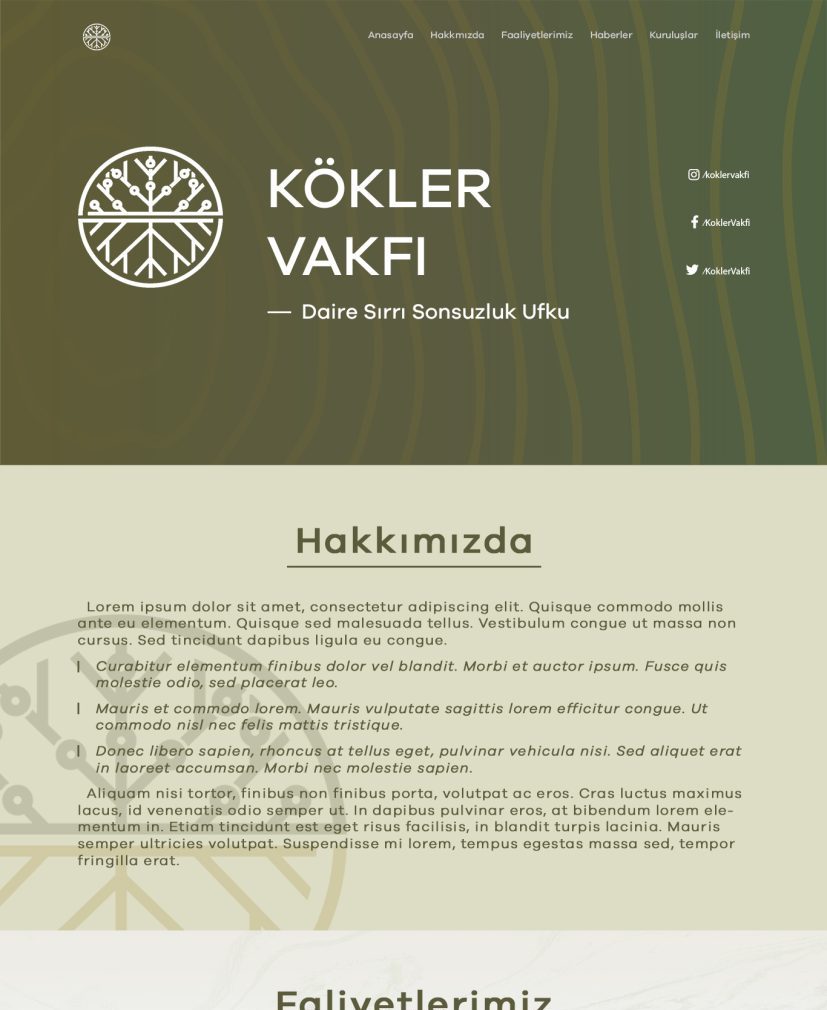 Kökler Vakfı Web site Tasarımı Muhammed Yıldırım Tarafından